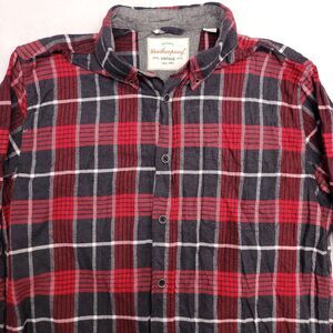 Weatherproof Tartan Flannel Casual Button Up Shirt Mens Size Medium M Red